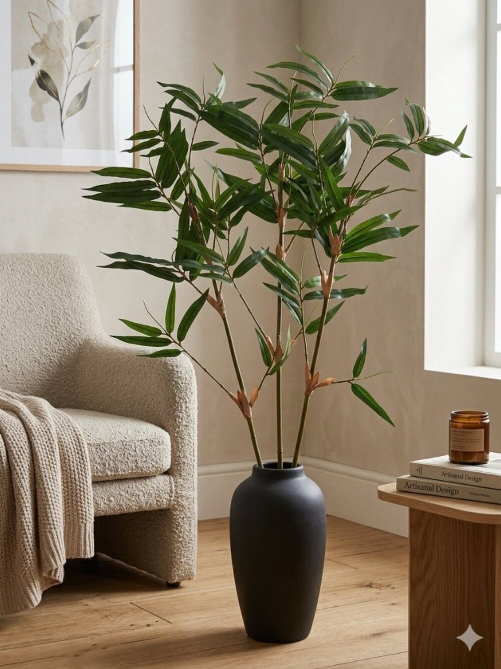 Pier 1 Green Faux Bamboo Stem Spray 46" - Set of 3